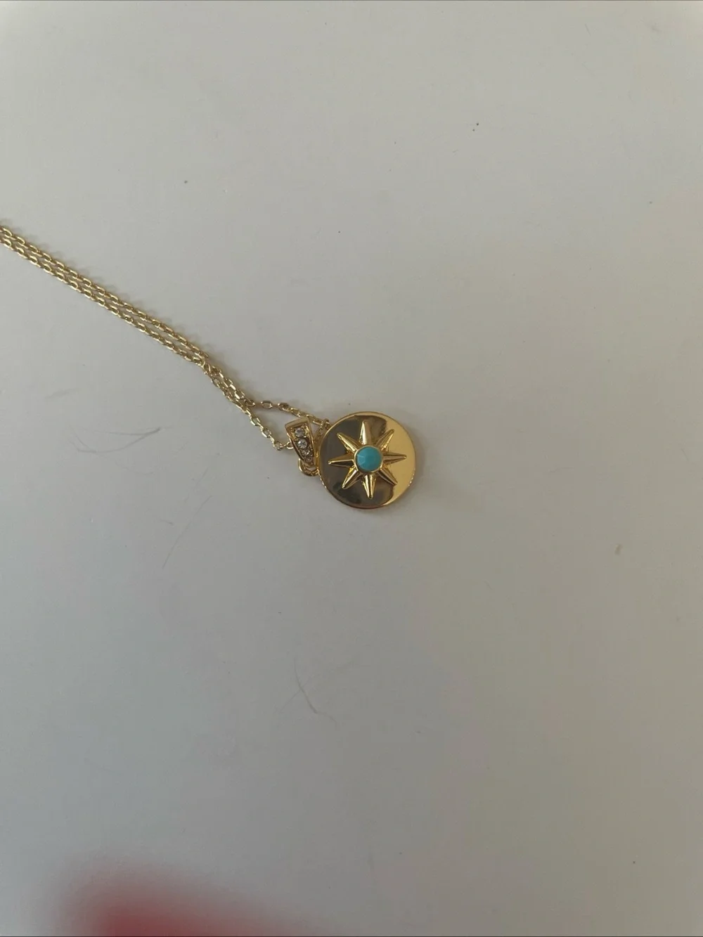 kate spade Gold Sunburst Pendant Necklace with Turquoise Center